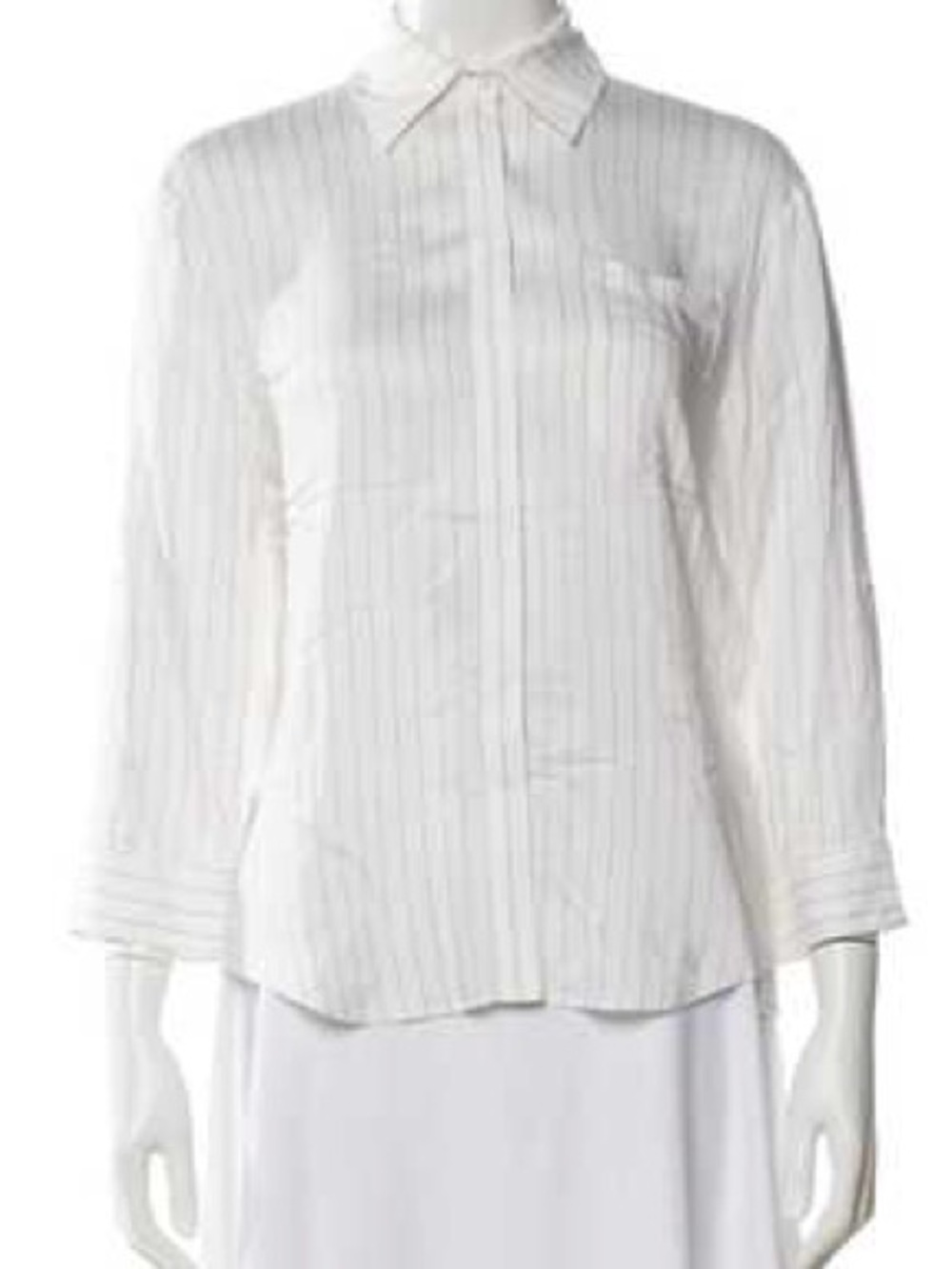 Alice & Olivia White Stripe Silk Button Down Shirt